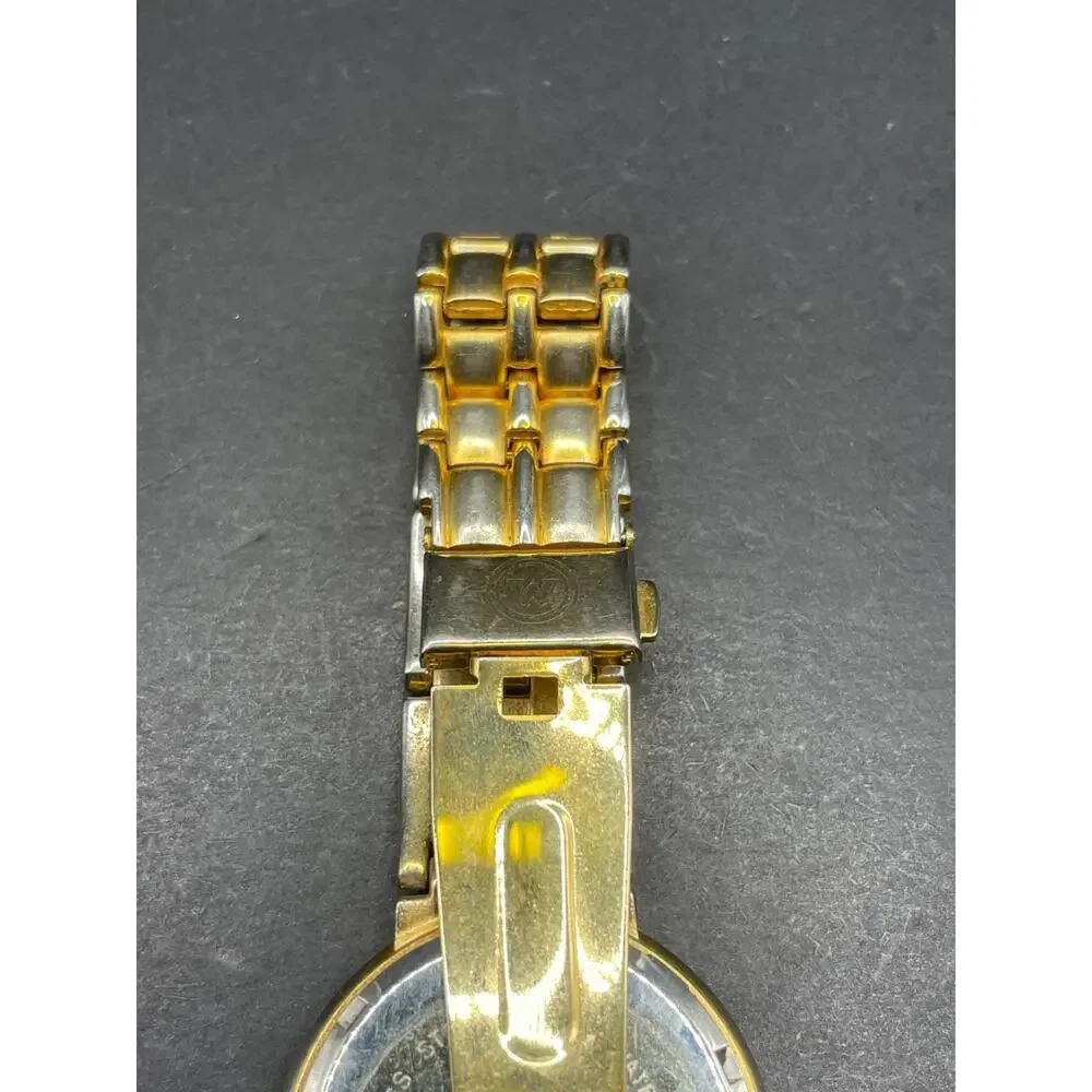 Vintage NK Ermani Quartz Men's Watch Gold Tone Black Dial 35mm Water Resistant